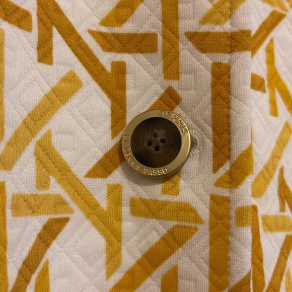 Dennis Basso Womens Jacquard Knit Button-Front Quilted Jacket - Gold/White (22W) - Picture 3 of 7